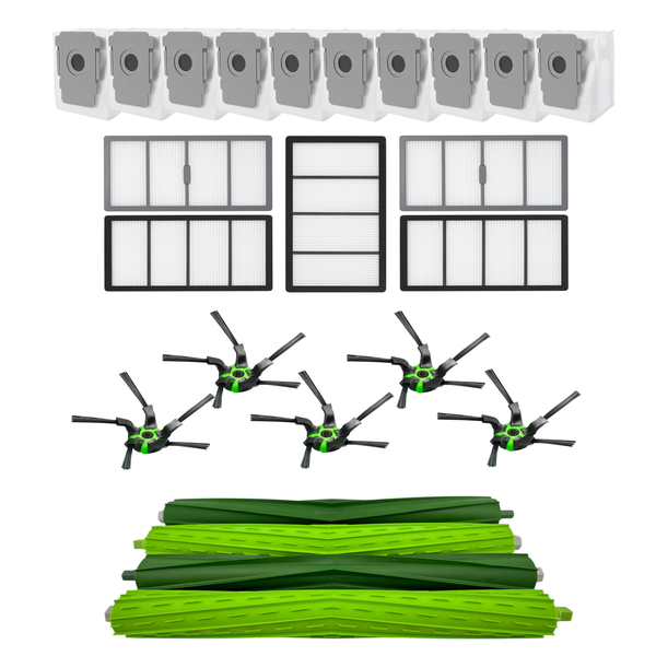 Refill Kit for iRobot Roomba S9 S9+ 9150 9550 – 2 Rollers, 5 Filters, 5 Side Brushes, 10 Dust Bags