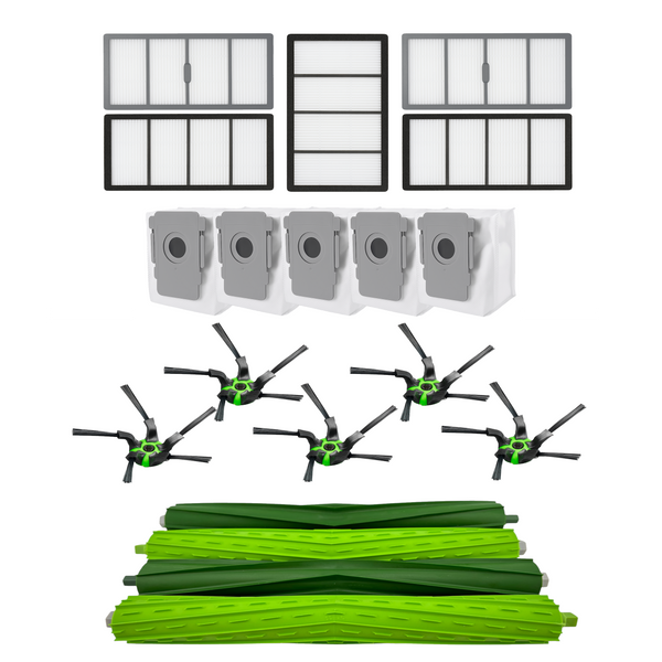 Refill Kit for iRobot Roomba S9 S9+ 9150 9550 – 2 Rollers, 5 Filters, 5 Side Brushes, 5 Dust Bags